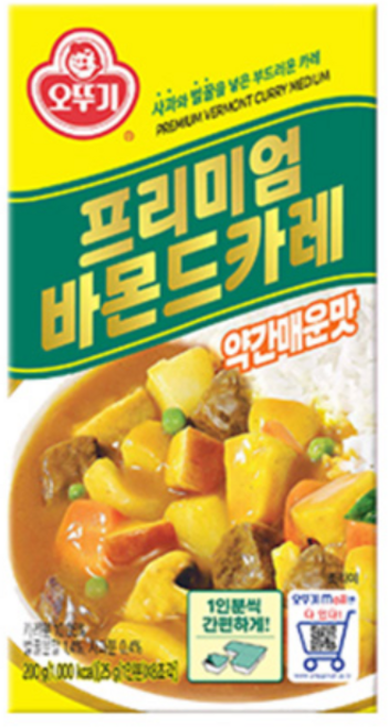 오뚜기 프리미엄 바몬드 카레 고형 약간 매운맛, 200g, 19개