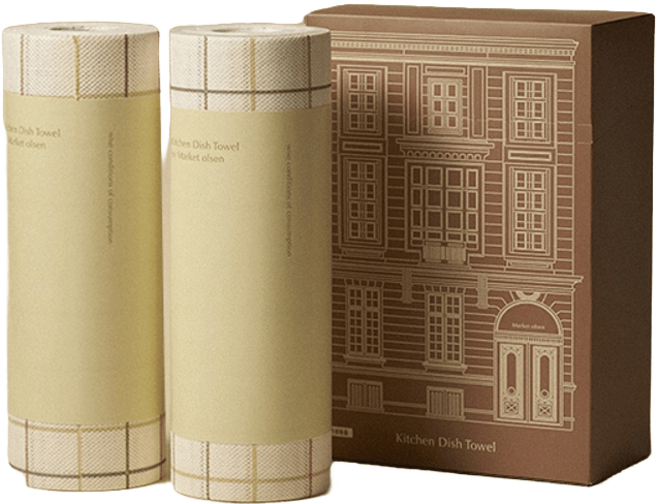 마켓올슨 빨아쓰는 행주 키친타올, 35매 x 6롤, 시그니처 브라운+블루+그린