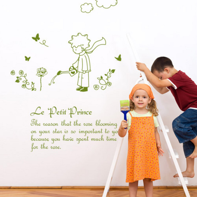 큐데코 셀프인테리어 포인트스티커, 어린왕자-3 - 올리브