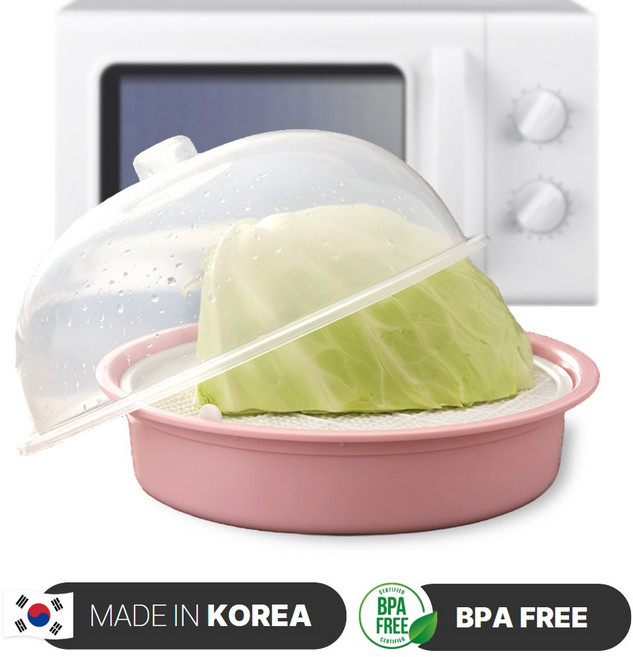 [양배추도거뜬] 국내생산 페로키 전자레인지 찜기 라면기 용기 대형, 1개, 화사_핑크