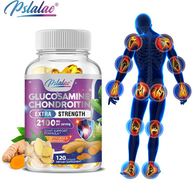 Pslalae 葡萄糖胺軟骨素 EXTRA STRENGTH 2100mg 關節保健配方 含MSM與薑黃 120顆膠囊, 120組