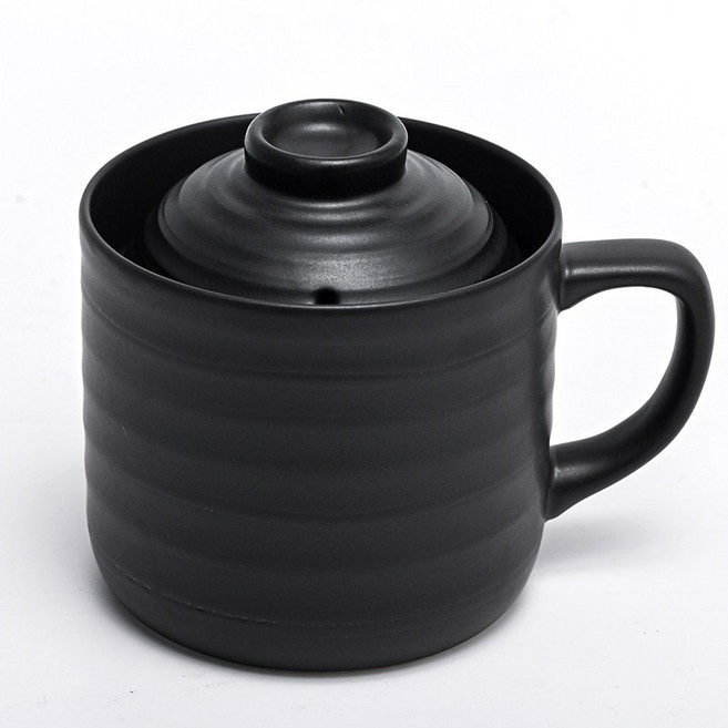 밥통 간편 렌지용 도자기 계란찜 전자레인지 밥솥, 블랙 × 1개