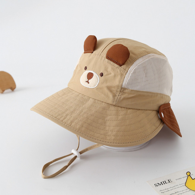 DIU 嬰兒漁夫帽夏季網面透氣防曬遮陽帽男女寶寶帽檐可拆兒童太陽帽子