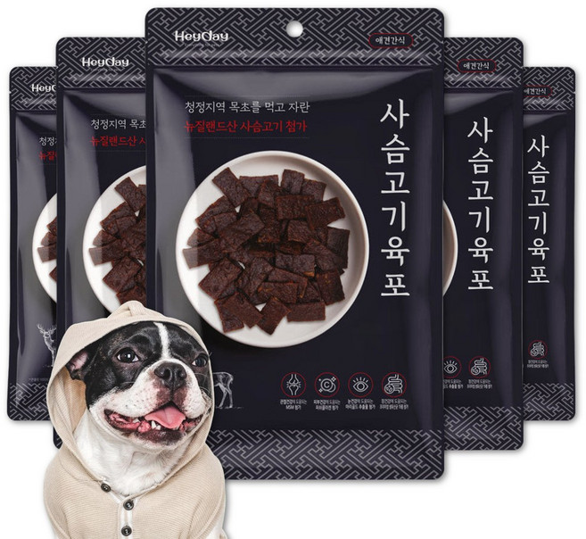 헤이데이 소고기육포 애견간식, 5개, 100g, 사슴고기