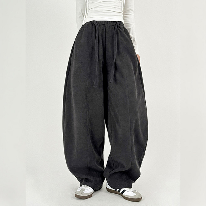 코듀로이 벌룬핏 밴딩 스트랩 와이드 팬츠