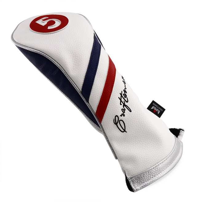 Craftsman Golf 방수PU 가죽 골프 헤드커버 (1 3 5 H) 고무줄 기모 안감, 1개, 백빨파