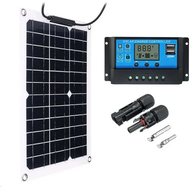 1000W 고효율 플렉시블 태양광 패널 키트 12V 배터리 충전기 및 컨트롤러 포함 RV 오프그리드 전원용, 01 with controller