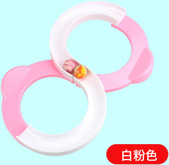 DFMEI 88軌道球專注力感統訓練8字玩具八八抖音提高注意力器材兒童益智, 1個, 白粉色送3個球