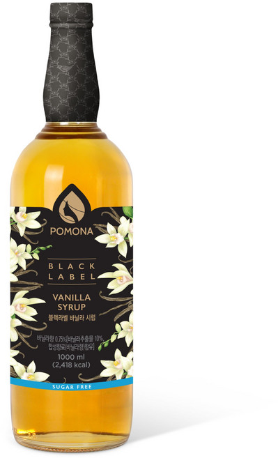 포모나 슈가프리 무설탕 블랙라벨 바닐라 시럽 1L, 5개