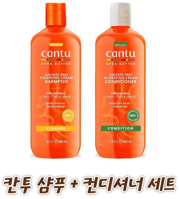 칸투 Cantu 시어버터 설페이트 프리 샴푸 컨디셔너 세트 각400ml, 1개