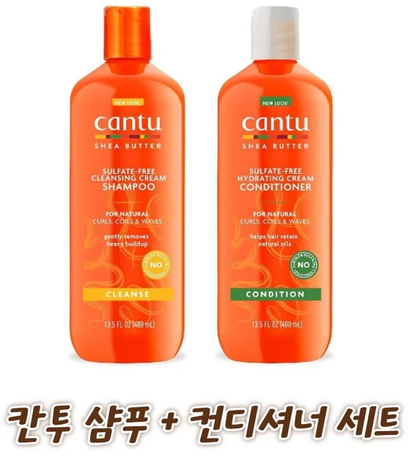 칸투 Cantu 시어버터 설페이트 프리 샴푸 컨디셔너 세트 각400ml, 1개 - 쿠팡