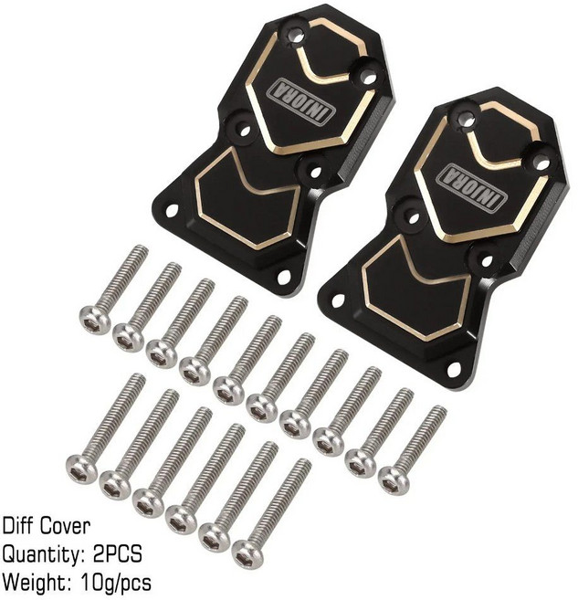 INJORA 헤비 블랙 코팅 황동 카운터 스티어링 너클 휠 헥스 1/24 RC 크롤러 자동차 축 SCX24 업그레이드 부품, Diff Cover E