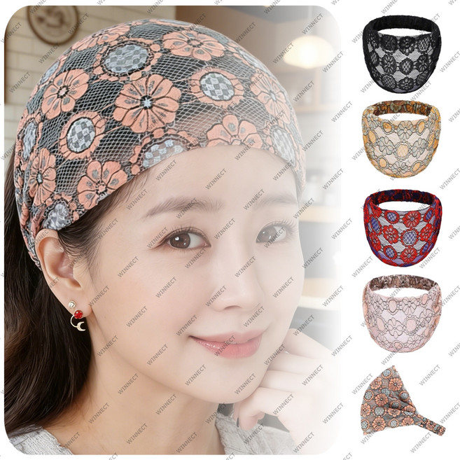 여름 망사 통기성 두건 넓은 헤드 커버 외출 세안 잔머리 가리개 헤어밴드