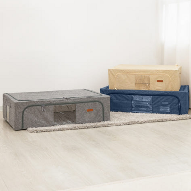 BS 이불정리함 85L 베이지 1개 언더베드 침대 밑 수납 리빙박스 옷 이불 보관 파우치, 상세페이지 참조
