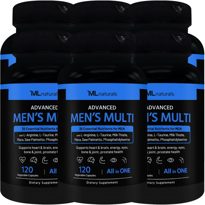 [미국빠른직구] 신제품 마이라이프 내추럴스 남성 멀티 종합비타민 (13종 비타민 9종 미네랄 16종 영양소), 6개, 120정