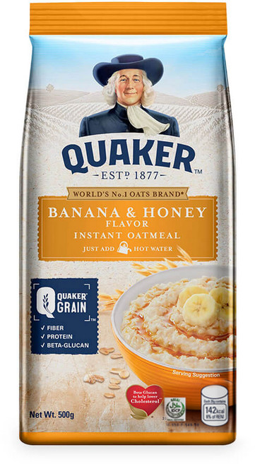 Quaker OATMEAL 퀘이커 바나나 허니 오트밀 500g 통곡물 식이섬유 고칼슘 건강아침 수입식품, 1개