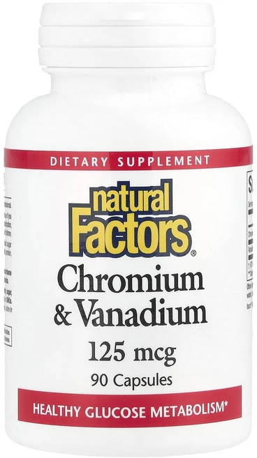 Natural Factors 크로뮴 & 바나듐 125mcg 캡슐 90정, NaturalFactors크로뮴바나듐125mcg캡슐90, 1개 - 쿠팡