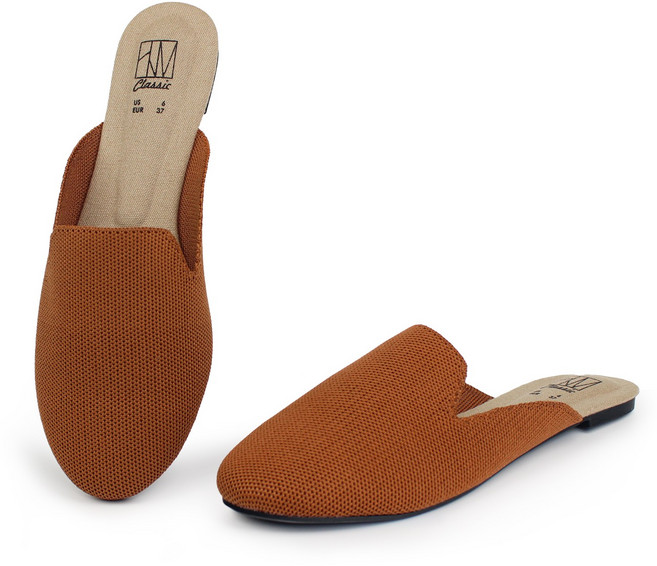 HAWKWELL 여성 니트 백리스 뮬 슬립온 로퍼 플랫 워킹화