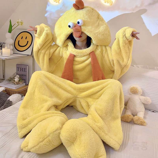 오리잠옷 파자마 웃긴 코스튬 수학여행 특이한 파티 커플 캐릭터 쓸데없는선물 할로윈 수면 코스프레