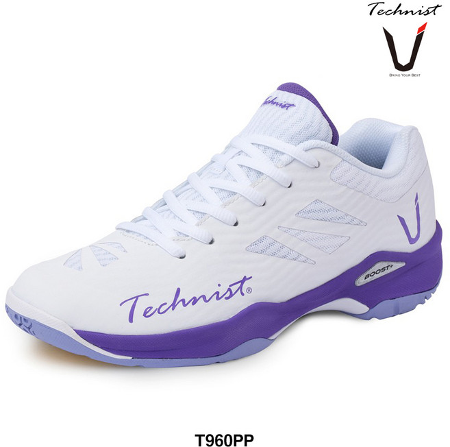 테크니스트 배드민턴화 BOOST+ T960PP 화이트 퍼플 실내 인도어 배구 탁구