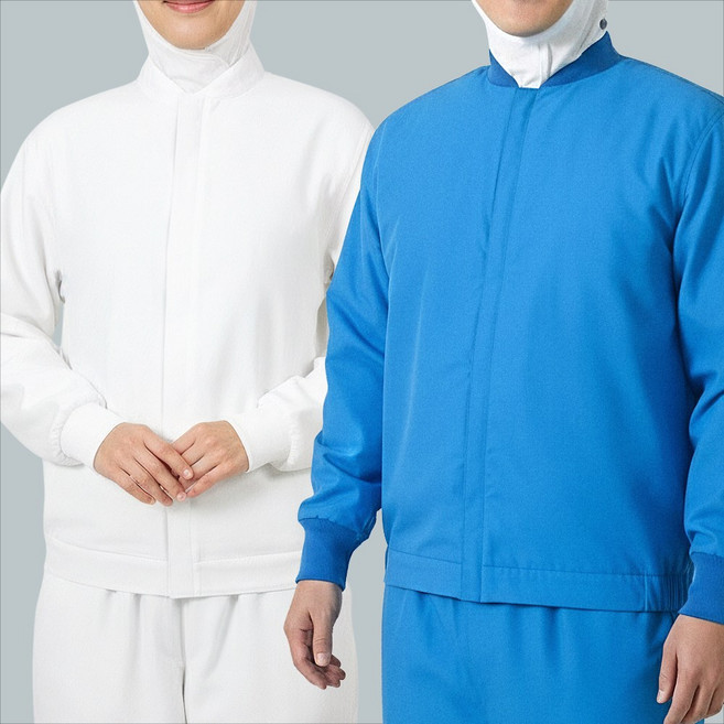 제이앤제이몰 발수스판 방한 위생 점퍼 자켓 식품공장 제조업 작업복, 1개, 화이트