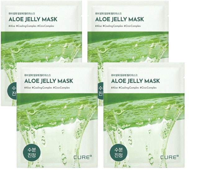 김정문알로에 큐어알파 알로에 젤리 마스크, 4개, 1개입