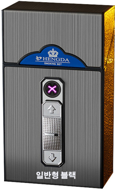 담배케이스 플라즈마 라이터 아크 일체형 신형 충전 지포 고급라이터, 담배케이스플라즈마라이터일반형-블랙, 1개