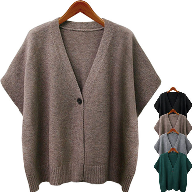 하얀비 루즈핏 망토 니트 조끼 가을가디건 여성니트베스트 레이어드 미시 백화점