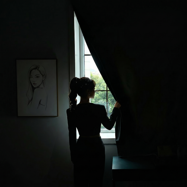 지빈 쉬운 설치 무타공 붙히는 창문형 빛차단 암막 커튼 세트