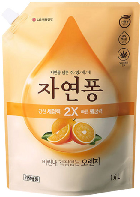 자연퐁 리필 오렌지 1.4L 베이킹소다 함유, 1개