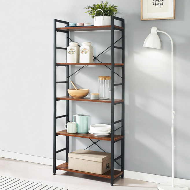 키모 스틸 책꽂이 책장 5단, 블랙