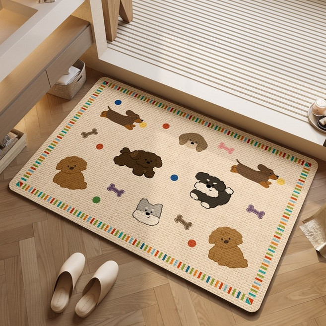 모던시스터즈 귀여운 규조토 발매트 욕실매트 미끄럼방지 발매트, 퍼피 친구들, 1개