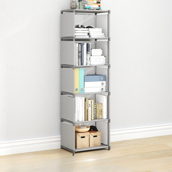 Mirsh 조립식 다용도 스탠딩 책꽂이 수납 선반 정리함, 그레이, 5단