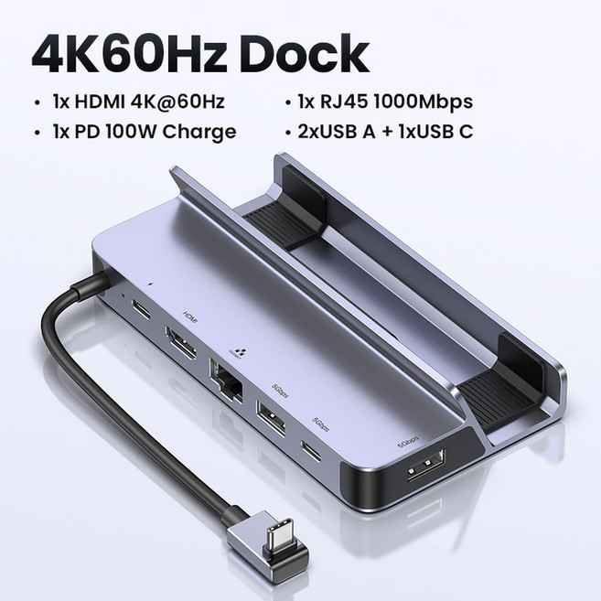 USB 도킹 스테이션 FOR DO TO SWITCH DE STEAM PC PD100W 타입 4K60HZ AIR 허브 RJ45 HD, 4K60Hz Do 6 in 1, 1개