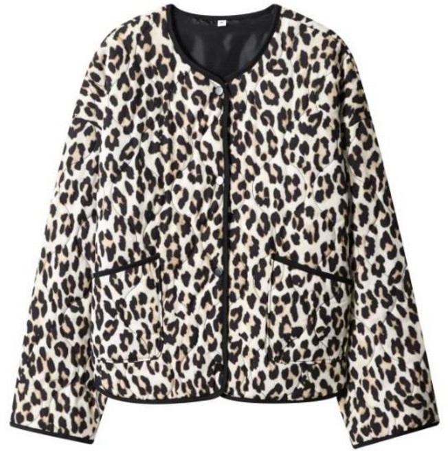 호피 레오파드 누빔 경량패딩 자켓 겨울 포인트룩 데일리 코디추천 JS641