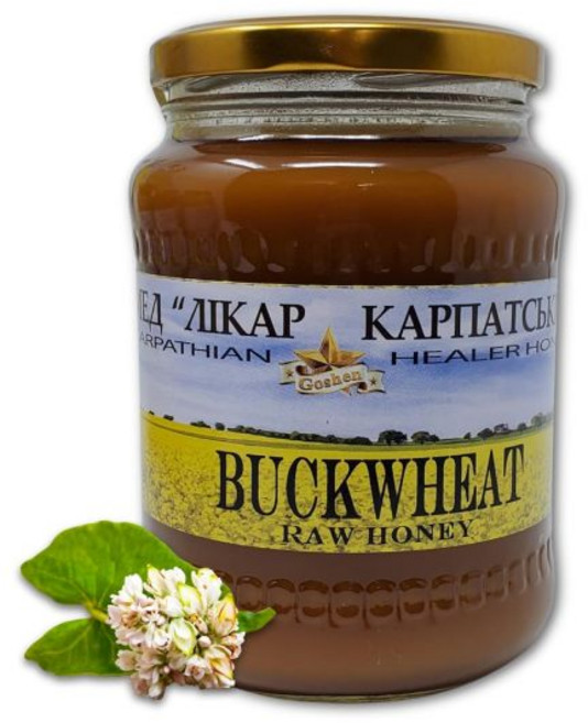 Carpathian Healer 카르파티아 생 메밀 꿀 100% 순수 비여과 비살균 윤리적으로 공급 유리병 2.2파운드(1kg), 1개, 908g