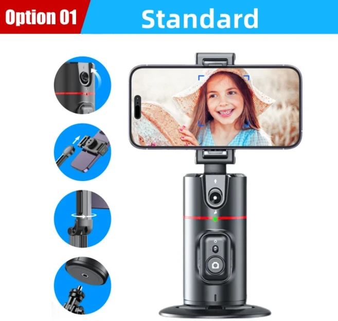 FANGTUOSI 신형 360도 회전 짐벌 스태빌라이저 셀카봉 모노포드 데스크탑 스마트폰 라이브 트래킹 (옵션:, 01 option 01