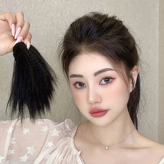 윗머리 볼륨 부분 가발 머리뽕부분 가발 정수리뽕 옆머리 뒷머리 헤어피스 볼륨 가발, 20cm-내추럴브라운, 1개