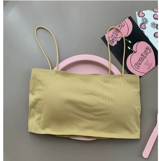 Onedays 冰絲細肩帶背心 超美胸無鋼圈吊帶平口小可愛 一片式厚墊螺紋美背運動 鎖骨殺手C261