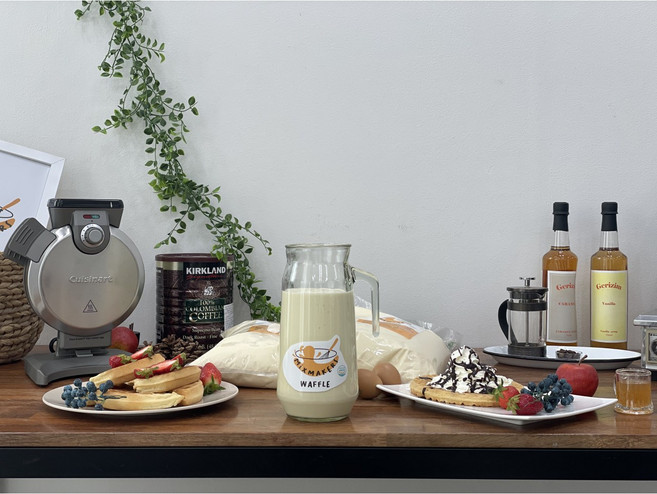 믹스메이커스 와플 크림 쨈 시럽 토핑 재료 봉투 부자재 업소용 대용량 매장용, 1개, 3L, [도구] 반죽통