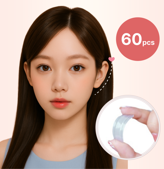 DECOR 누운귀 테이프 리프팅 스티커, 60개, 투명