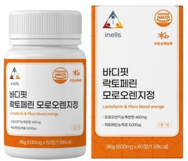 이넬스 바디핏 락토페린모로오렌지 600mgx60정, 60정, 1개 - 쿠팡
