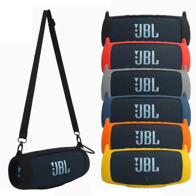 JBL Charge5 차지5 호환 실리콘 범퍼 케이스 소프트 커버+스트랩+카라비너, 블랙, 1개, JBL Charge5 전용