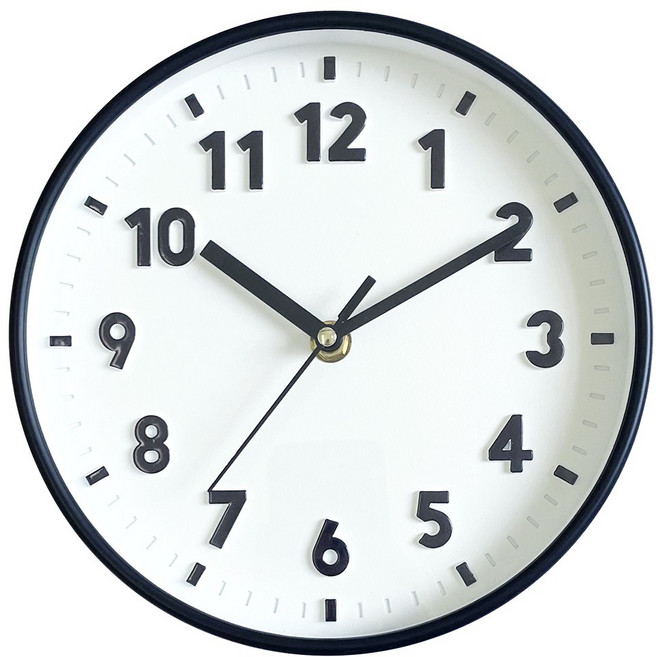 20cm 컬러 무소음 벽시계 홈데코 아날로그 벽걸이 시계, 화이트