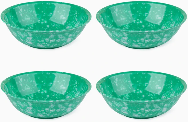 레트로 분식 그릇 포장마차 떡볶이 라면 캠핑 접시, 그린, 레트로그릇, 4개 - 쿠팡