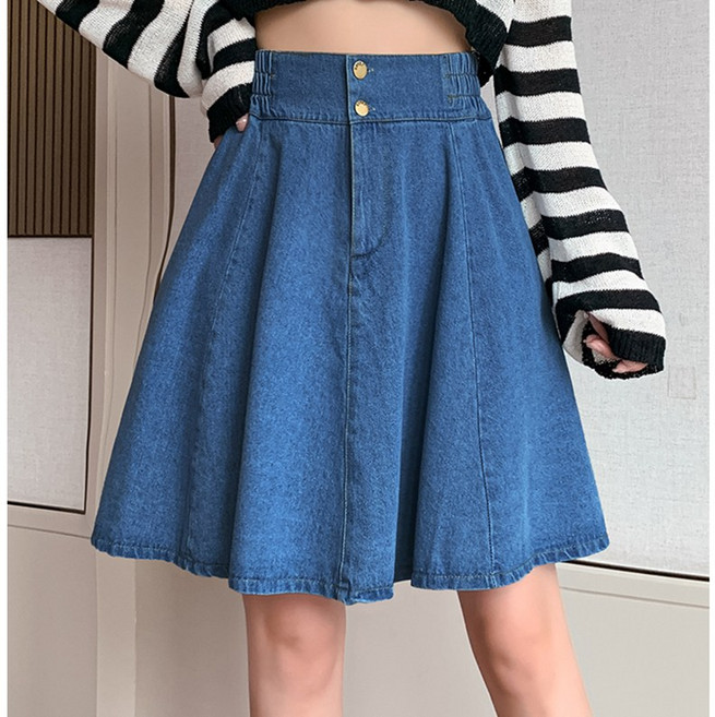 [베리트] 캐주얼 밴딩 데님 청 치마 스커트 VT-655