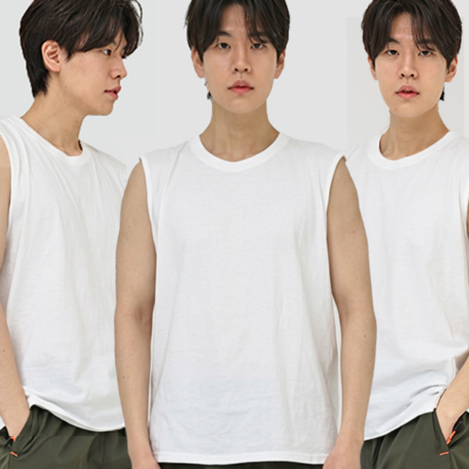 위베이지크 시원한 남자 여름 민소매 나시티 면티 티셔츠 오버핏