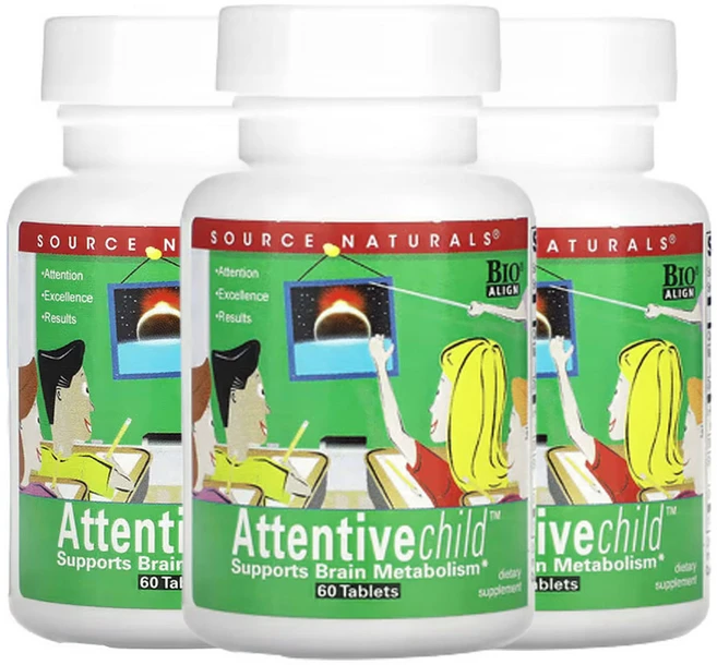 소스네츄럴스 어텐티브 차일드 60정, 3개 - 쿠팡