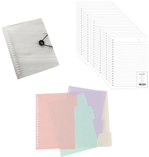 (특별구성)a5 바인더2개+인덱스 표지4개+내지 250매, 80g가로줄