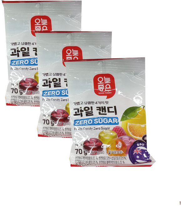 오늘좋은 과일캔디 제로슈거, 3개, 70g